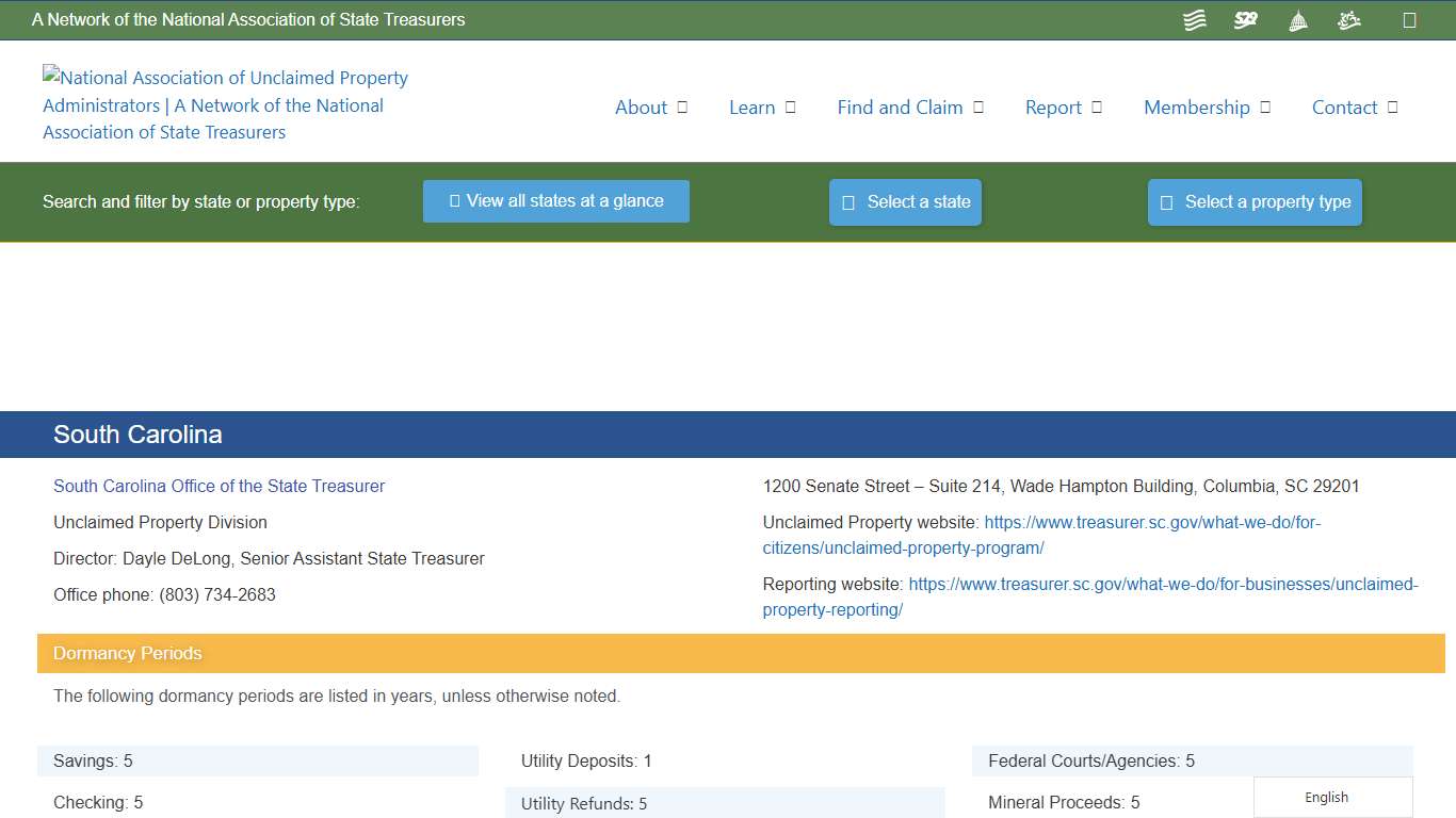South Carolina – National Association of Unclaimed Property Administrators (NAUPA)